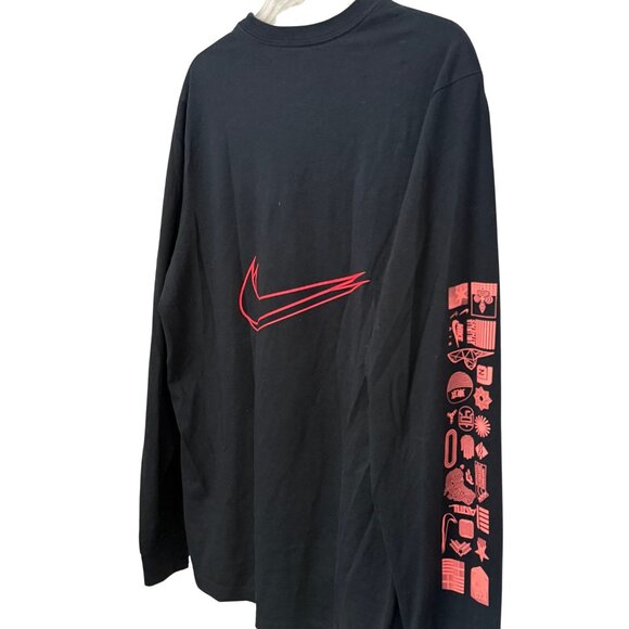 Nike Men's Sportswear Worldwide Long Sleeve Black Tee - Size Large - Picture 11 of 11